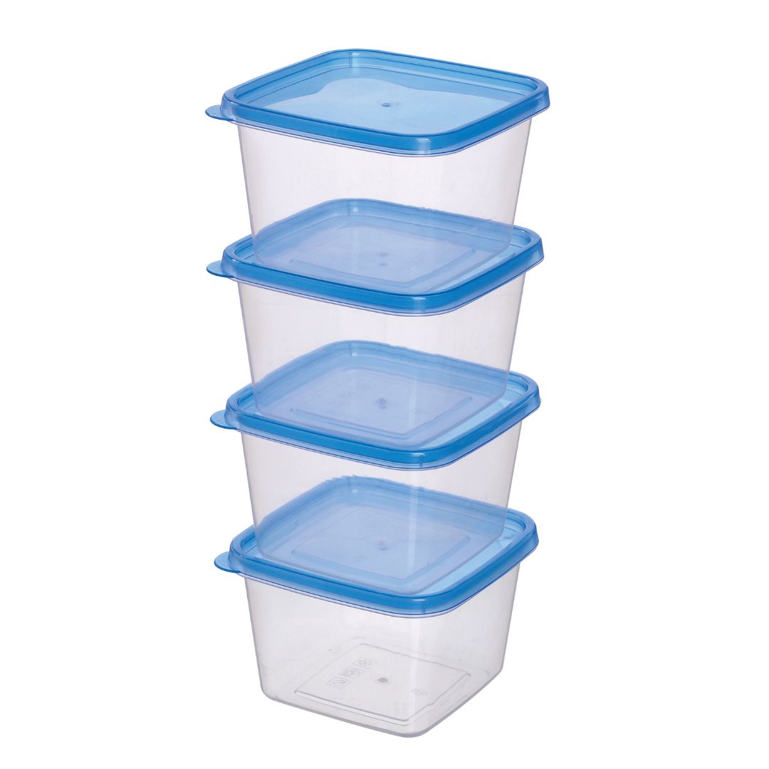 H&L Square Food Container 1L Set Of 4pcs