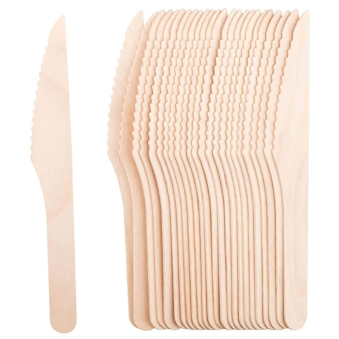 Ipak Birch Wooden Knives 16cm A Pack Of 15pcs