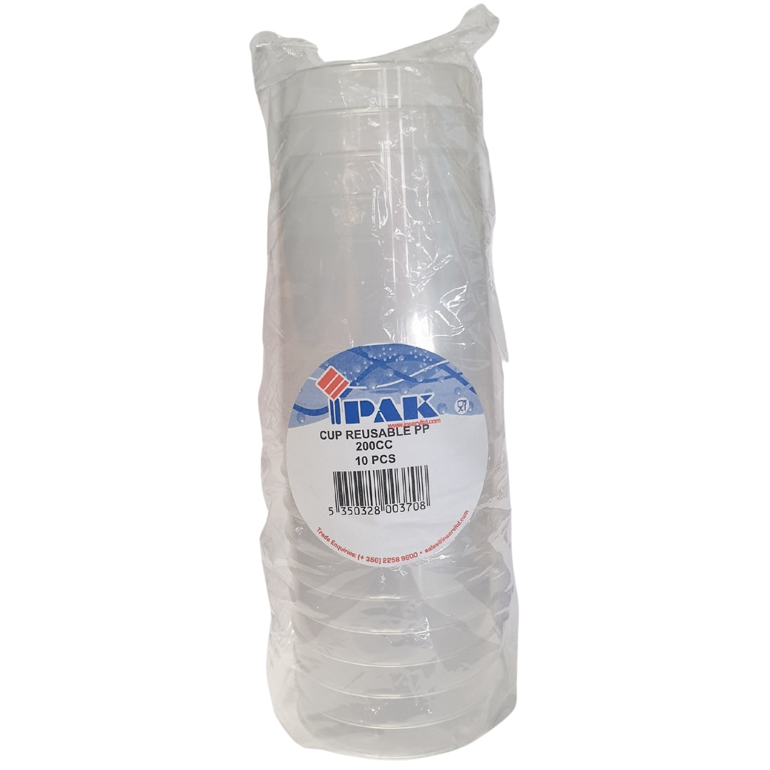 Ipak Reusable Plastic Cups 200ml A Pack Of 10pcs