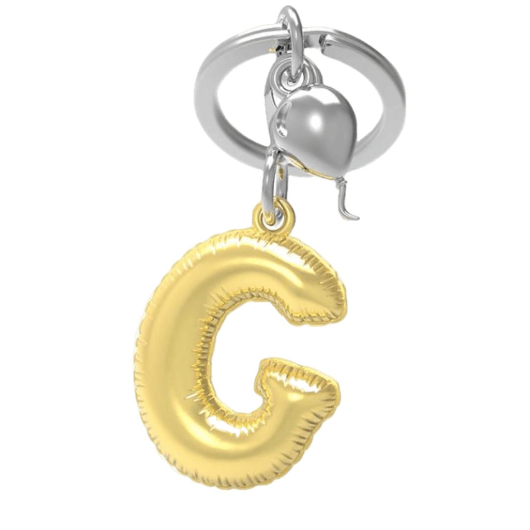 Alphabet Golden Balloon Keychains + Charm - I