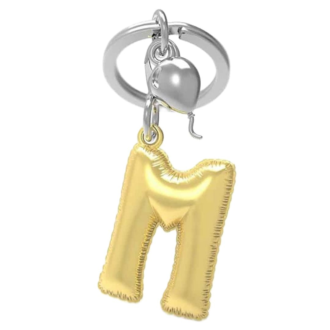 Alphabet Golden Balloon Keychains + Charm - I