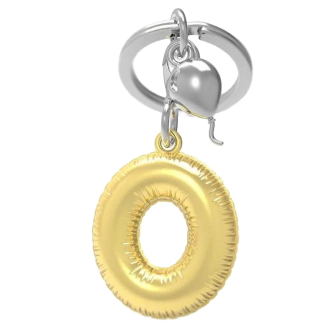 Alphabet Golden Balloon Keychains + Charm - I