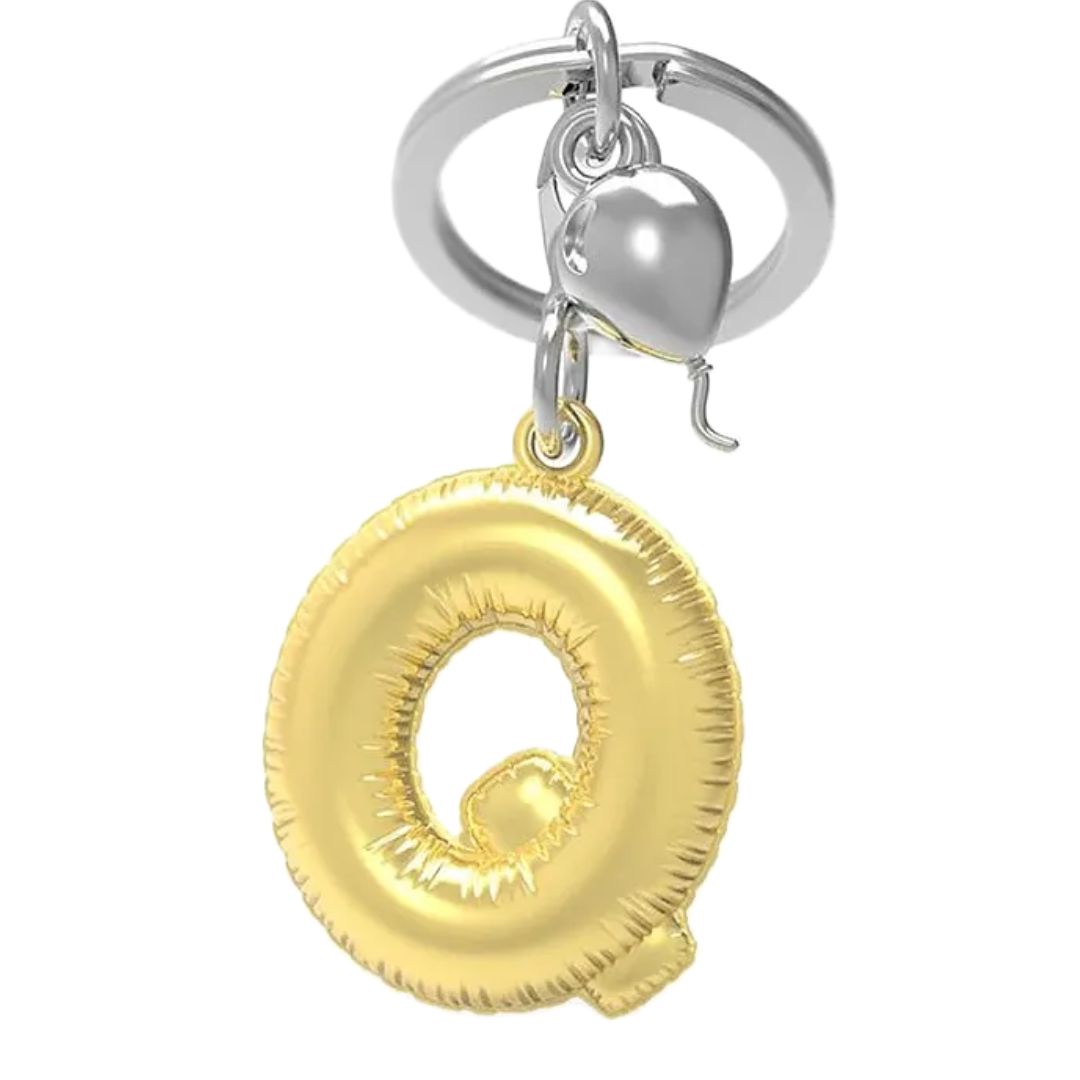 Alphabet Golden Balloon Keychains + Charm - I