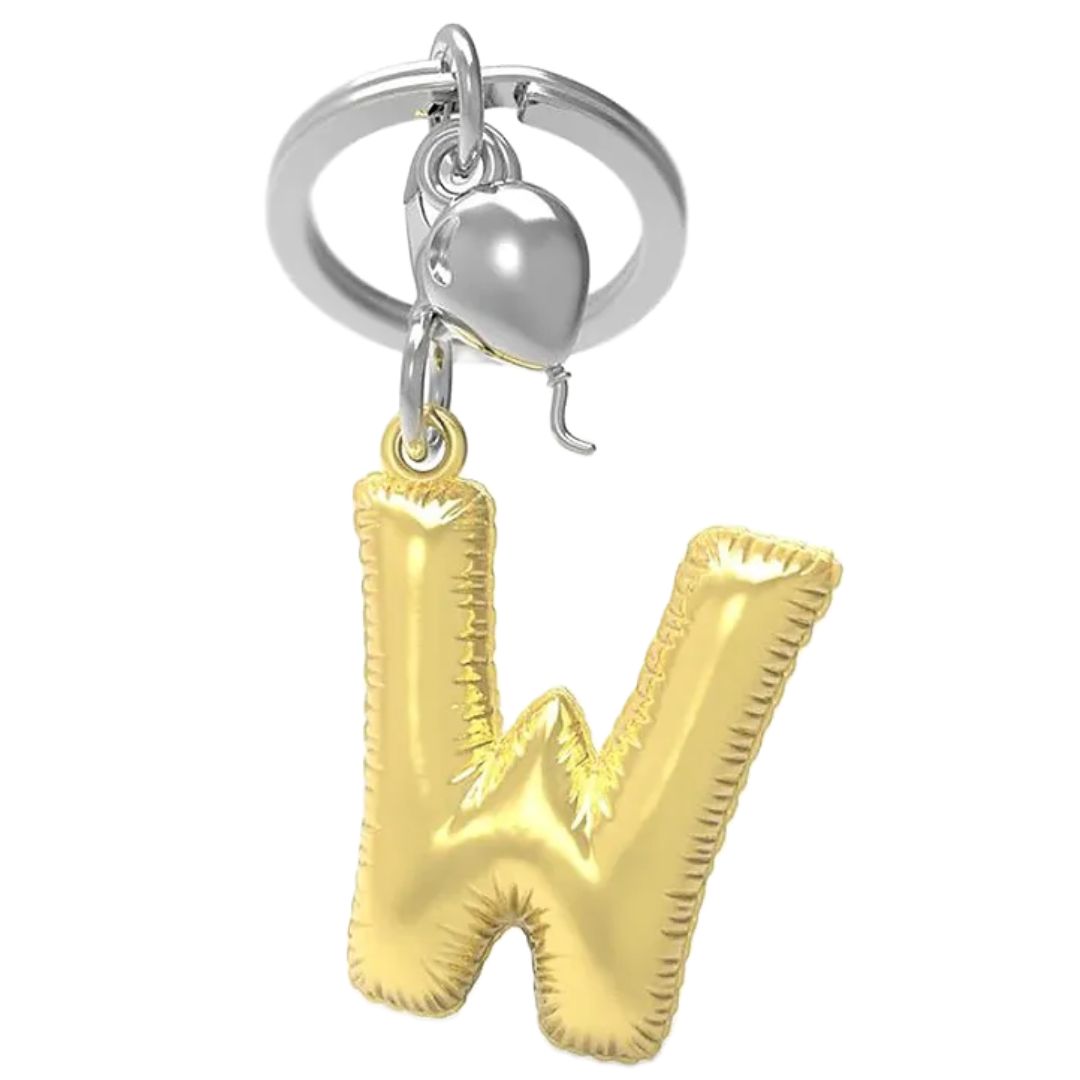 Alphabet Golden Balloon Keychains + Charm - I