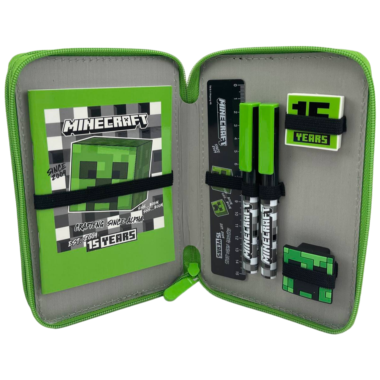 2 Compartments Full Pencil Case 14 x 20 x 4cm - Minecraft