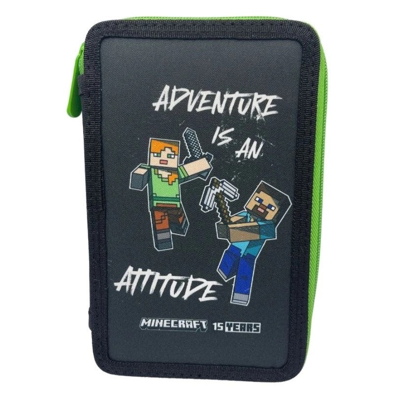 2 Compartments Full Pencil Case 14 x 20 x 4cm - Minecraft