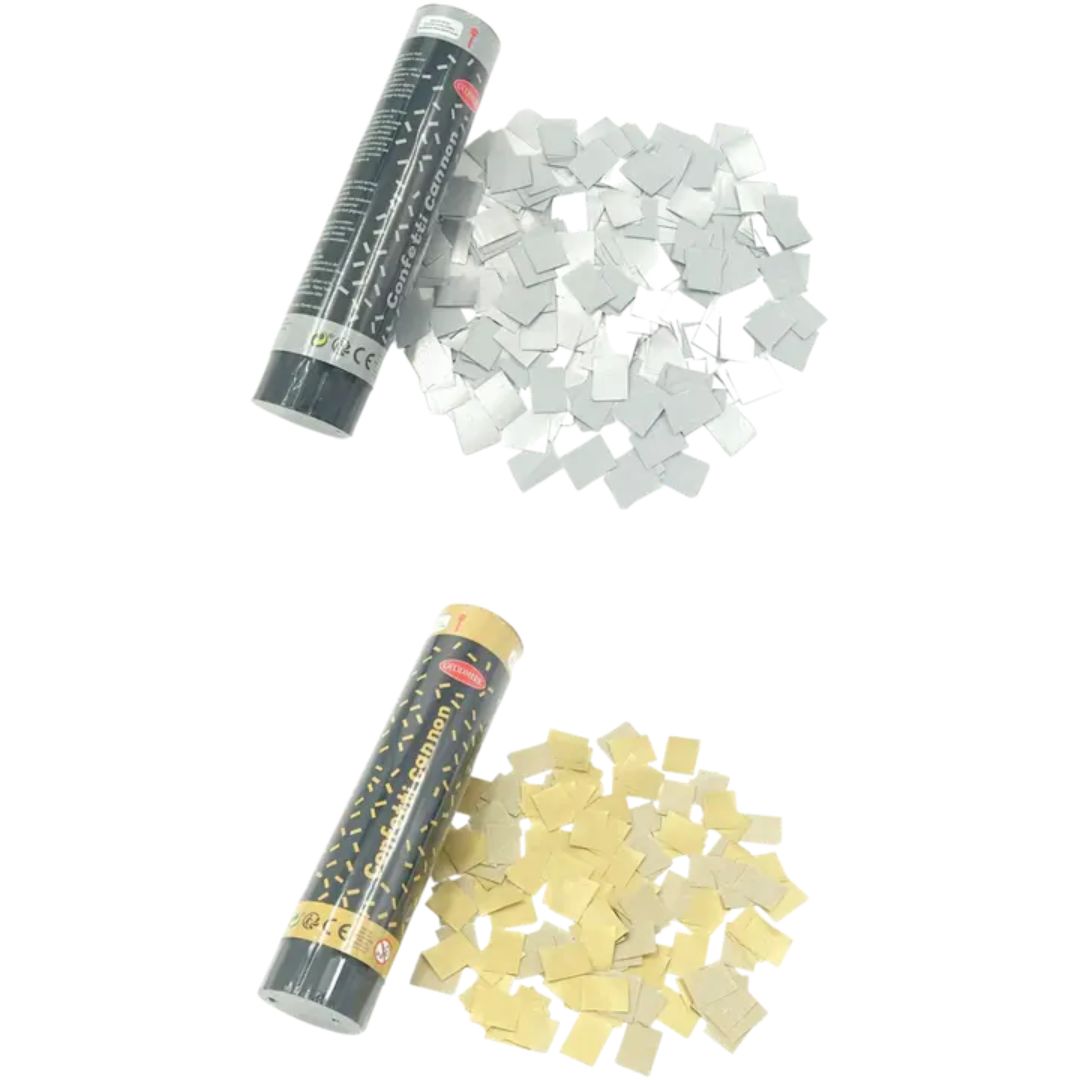 Confetti Cannon 19cm - Silver/Gold x 1pc Assortment