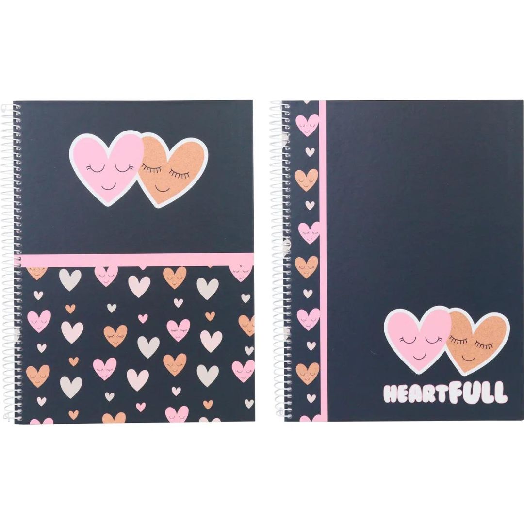 A4 Ancor Side-Spiral Lined Notebook 80pgs - Hearts x 1pc Assortment