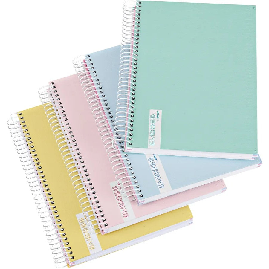 A4 Ancor Spiral Notebook 120p 70g - Emboss x 1pc Assortment