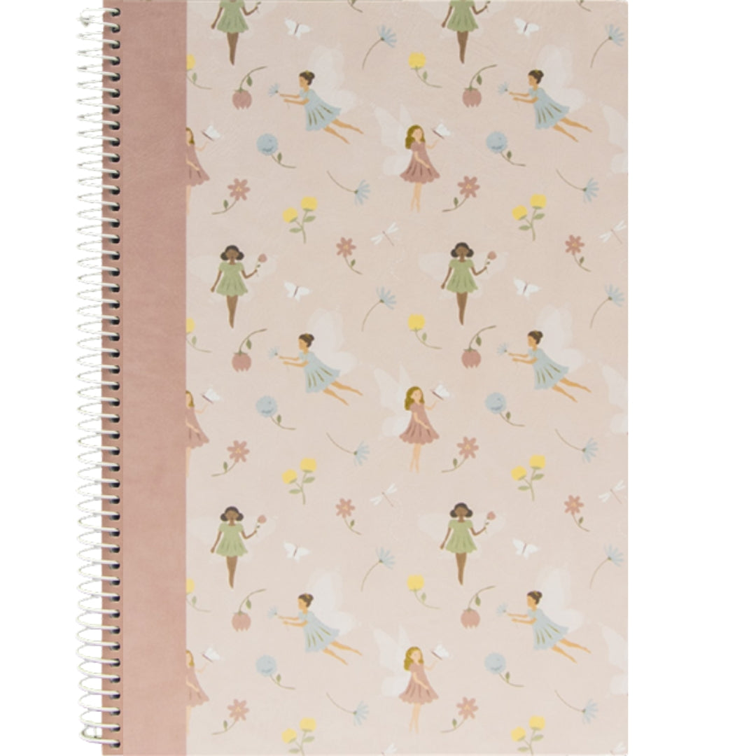 A4 Ancor Side-Spiral Lined Notebook 80pgs - Fairies - Rose