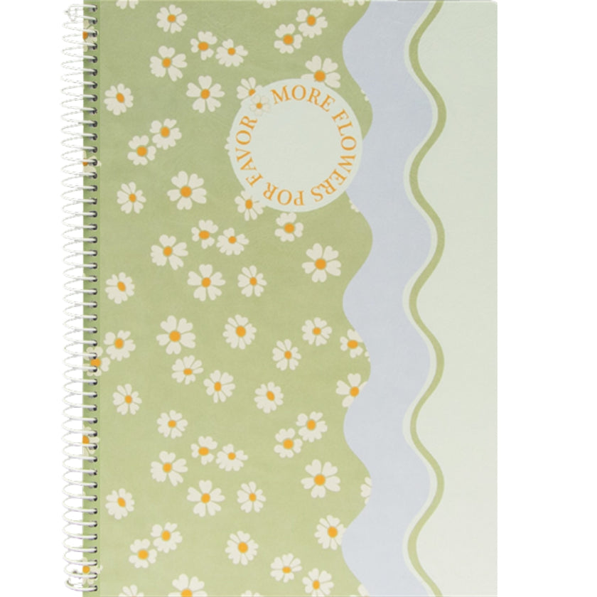 A4 Ancor Side-Spiral Lined Notebook 80pgs - Flowers - Waves