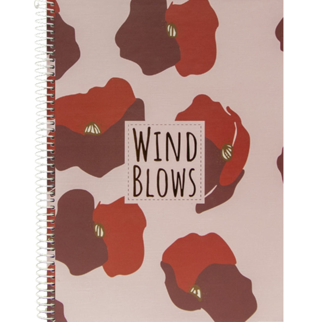 A5 Ancor Side-Spiral Lined Notebook 80pgs - Wind - Flowers