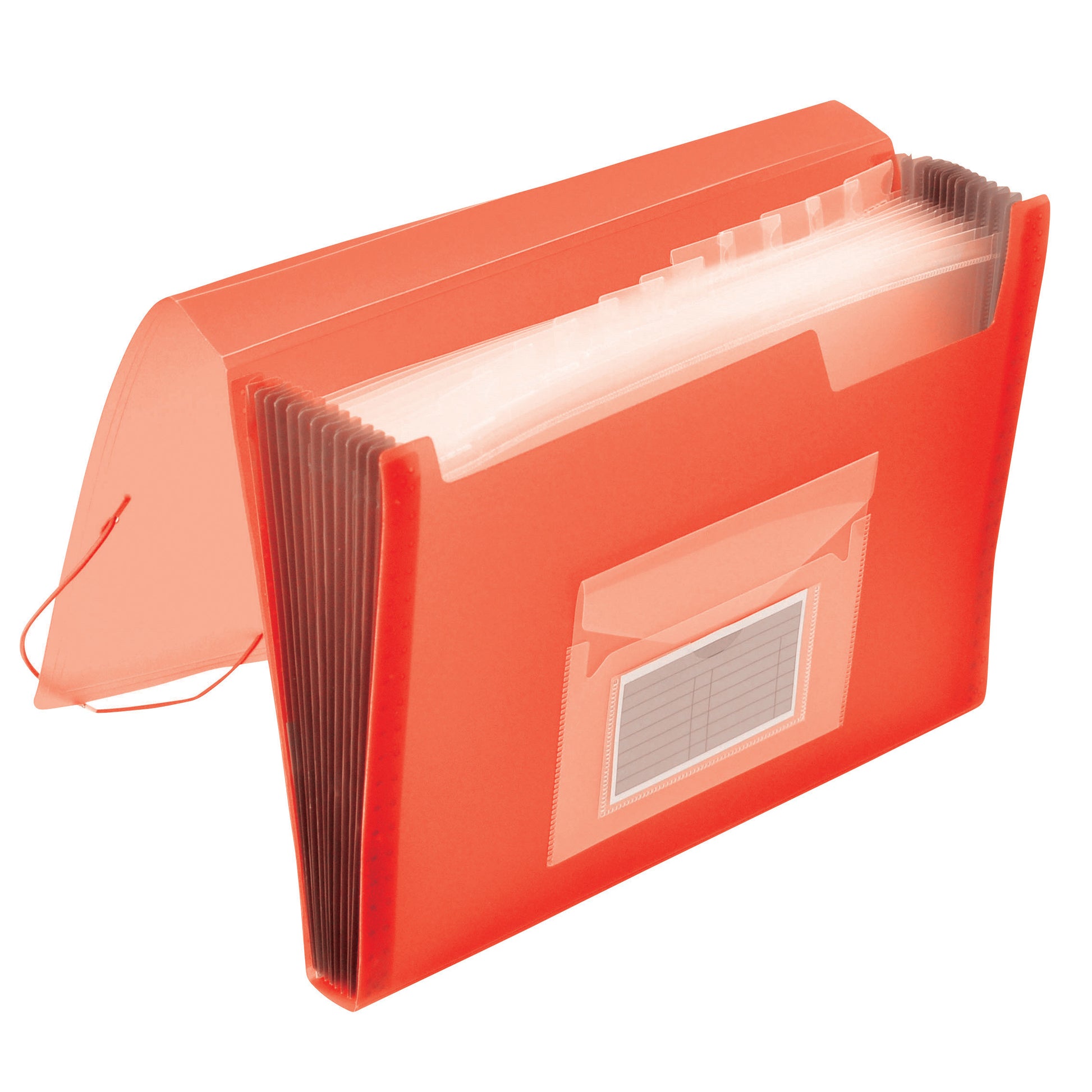 A4 Q-Connect Expanding File 13 Pockets - Frosted Red