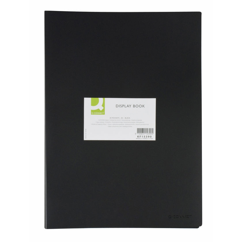 A3 Q-Connect Display Book - 20 Pockets - Black