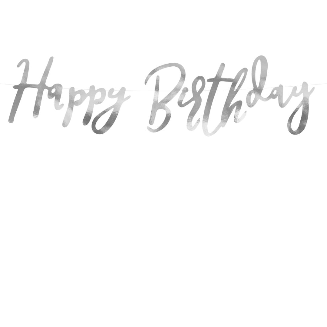 Happy Birthday Banner 62 x 16.5cm - Silver