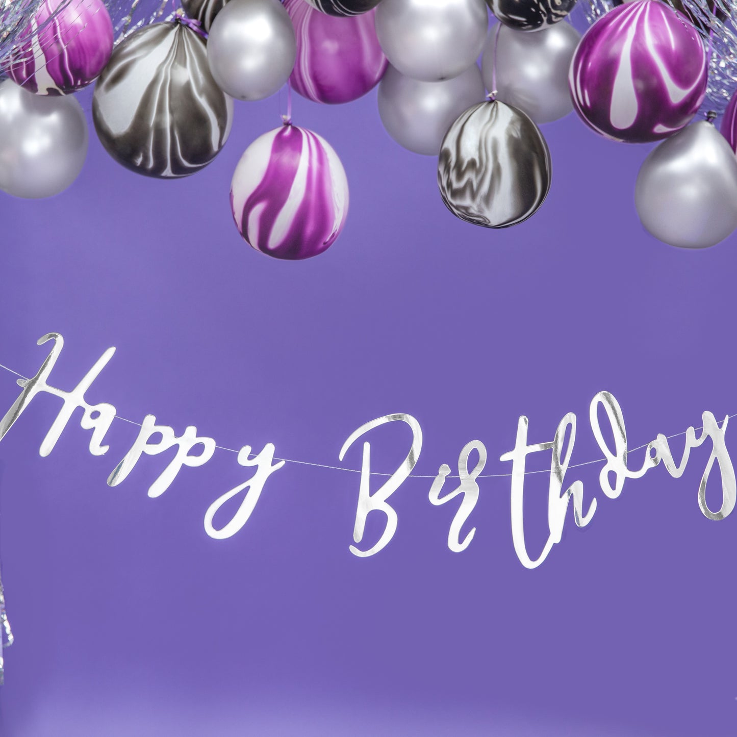 Happy Birthday Banner 62 x 16.5cm - Silver