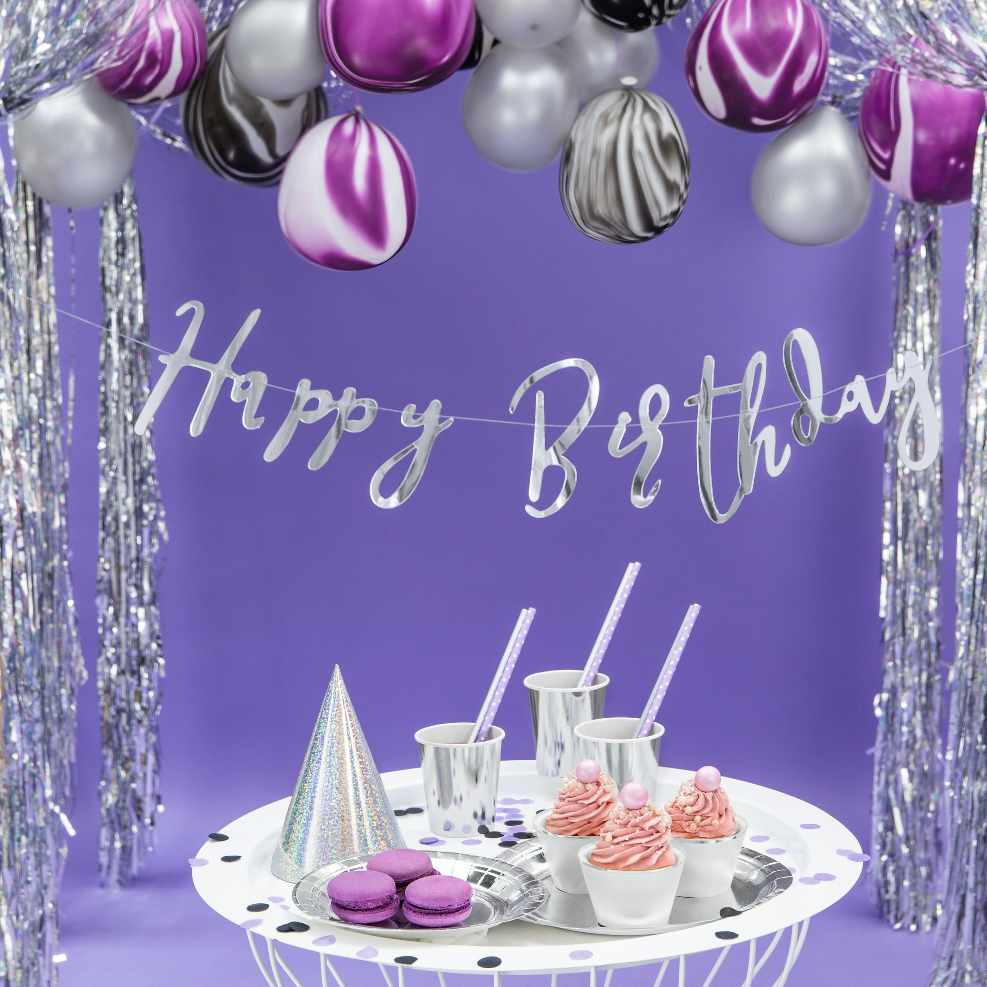 Happy Birthday Banner 62 x 16.5cm - Silver