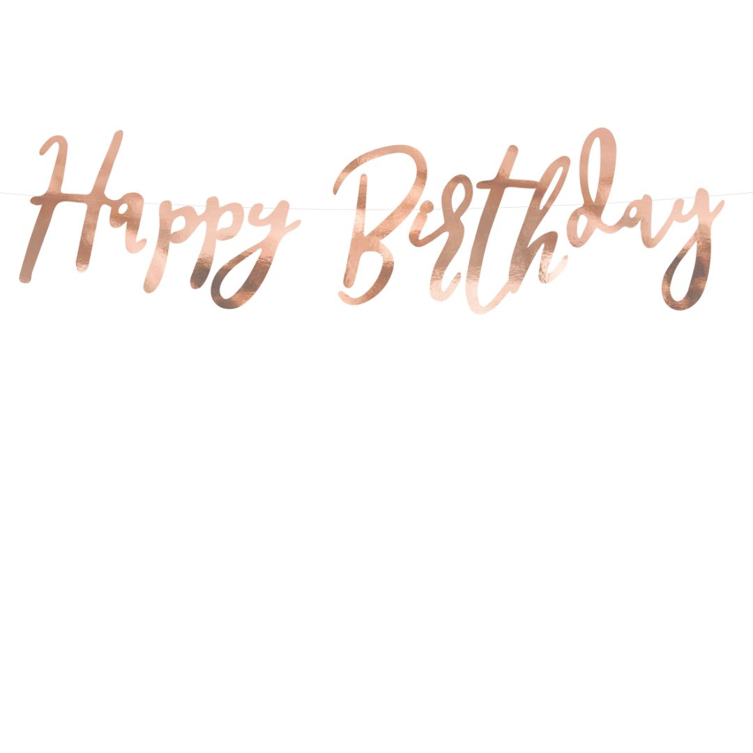 Happy Birthday Banner 62 x 16.5cm - Rose Gold