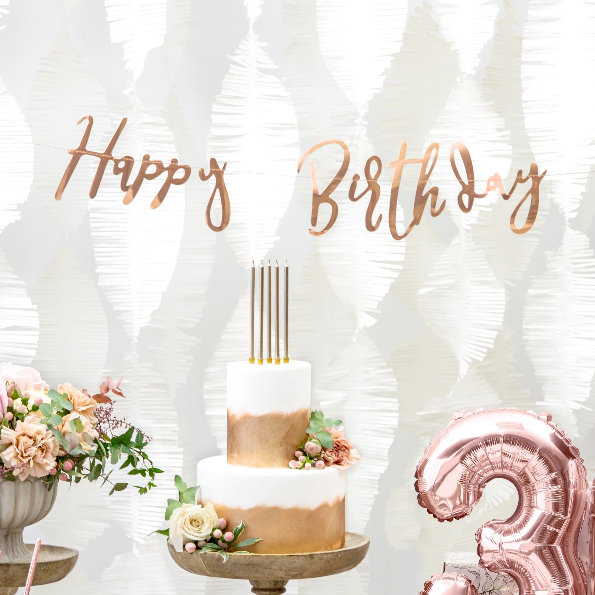 Happy Birthday Banner 62 x 16.5cm - Rose Gold