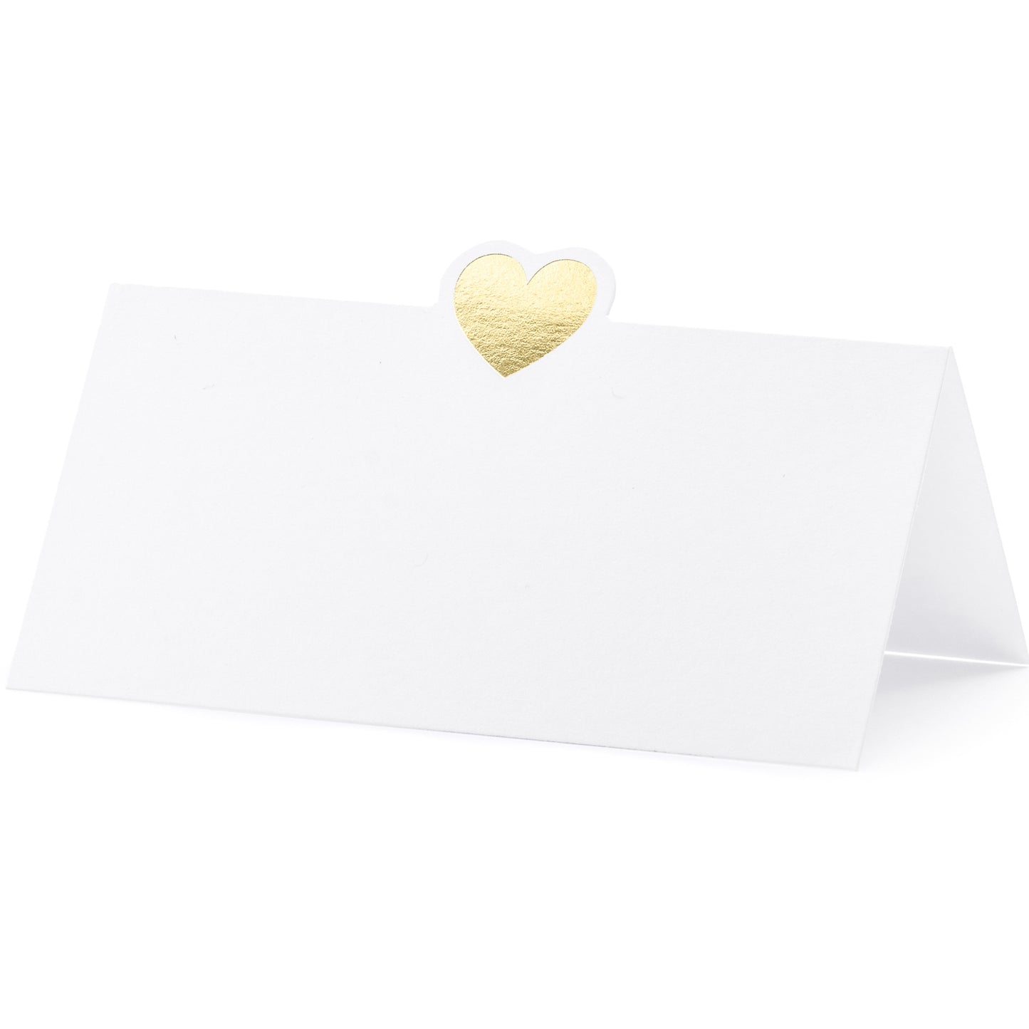 Wedding Table Place Cards A Pack Of 10pcs 10 x 5cm - White With Gold Heart