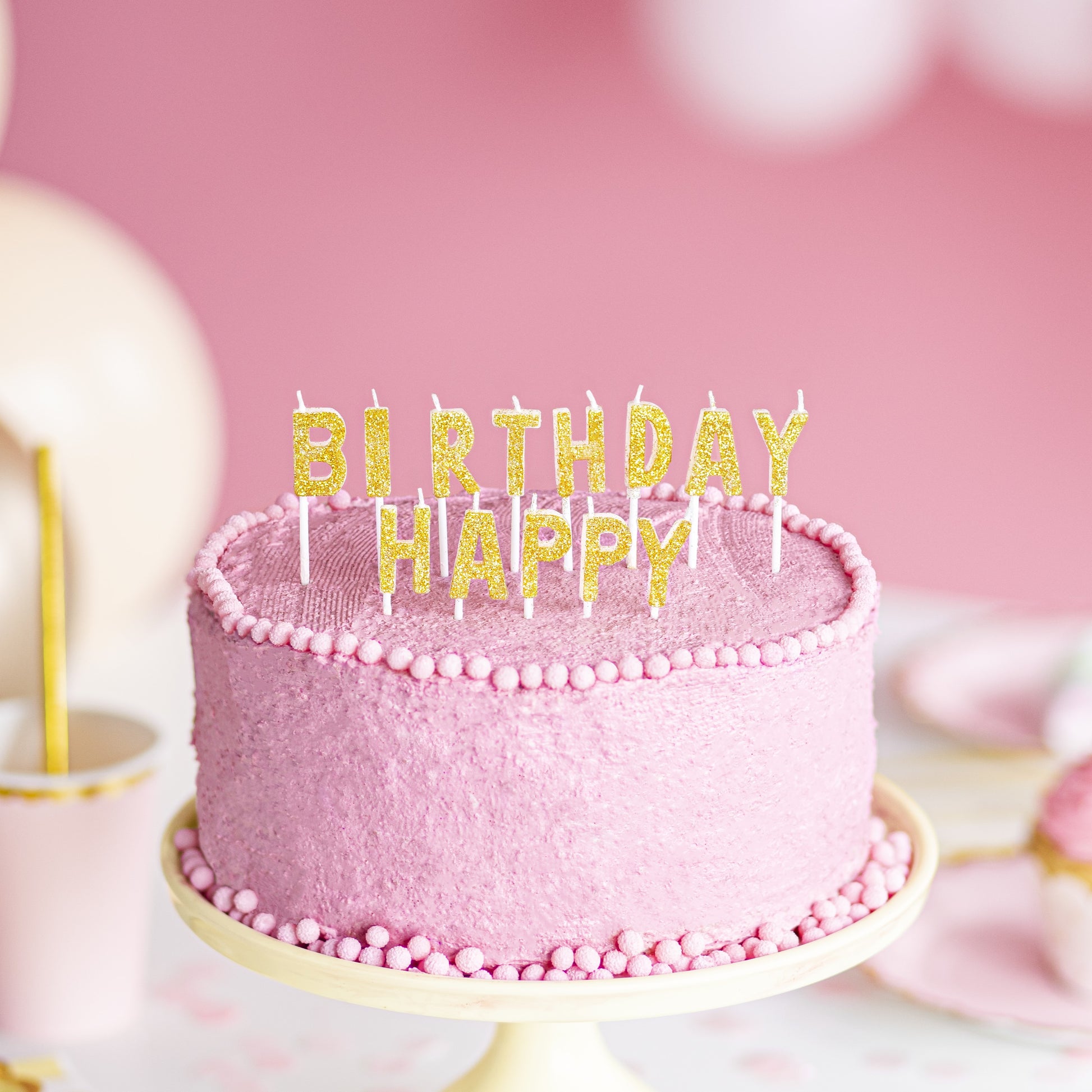 Party Deco Candles 2.5cm A Pack Of 13pcs - Happy Birthday Gold
