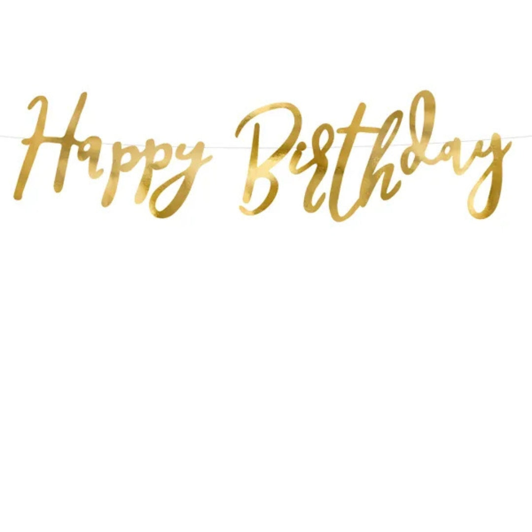 Party Deco Banner 62 x 16.5cm - Happy Birthday Gold
