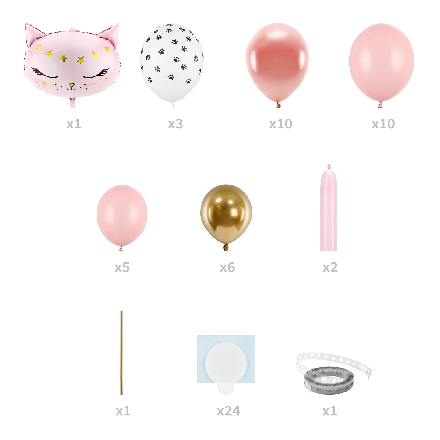 Air-Fill Standing Balloon Bouquet 1 Set 83 x 140cm - Pink Cat