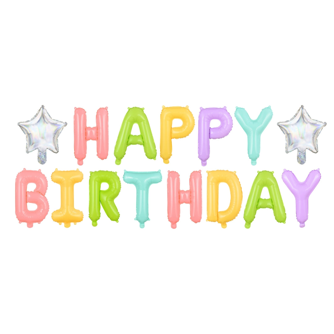 Party Deco Air-Fill Foil Balloons 395 x 35cm - Happy Birthday Mix