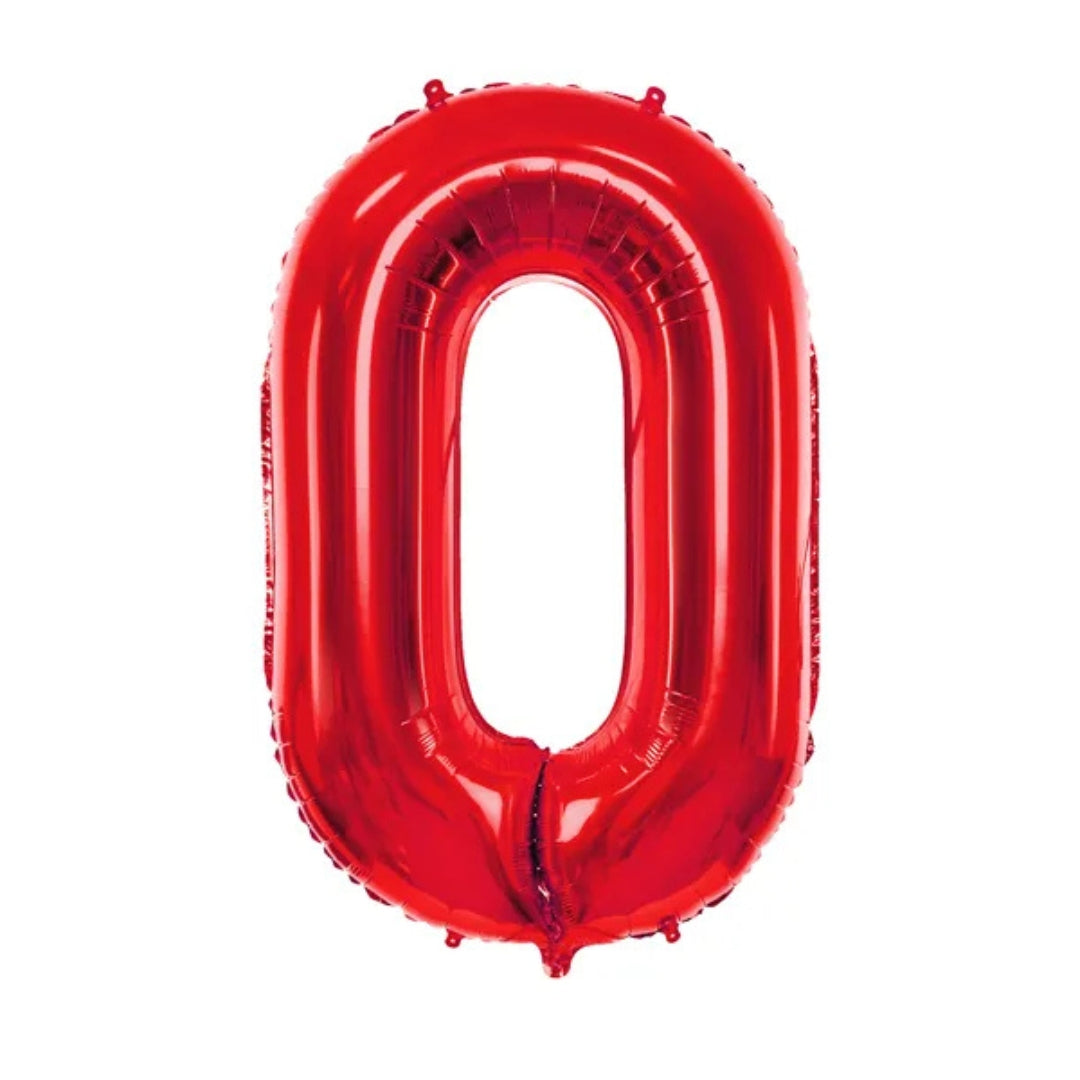 PartyDeco Helium Foil Balloon 86cm - All Numbers! - Metallic Red