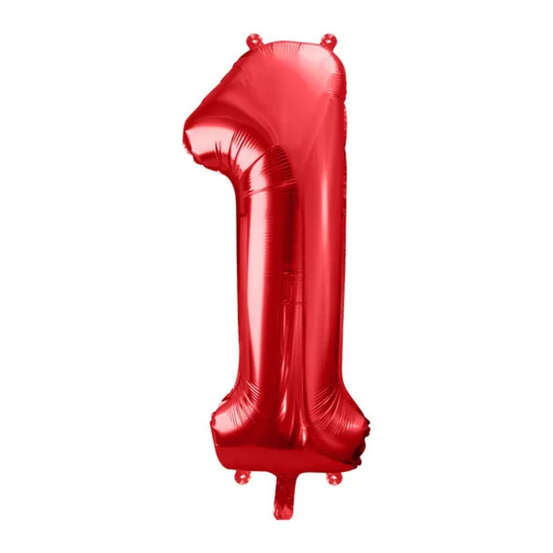 PartyDeco Helium Foil Balloon 86cm - All Numbers! - Metallic Red