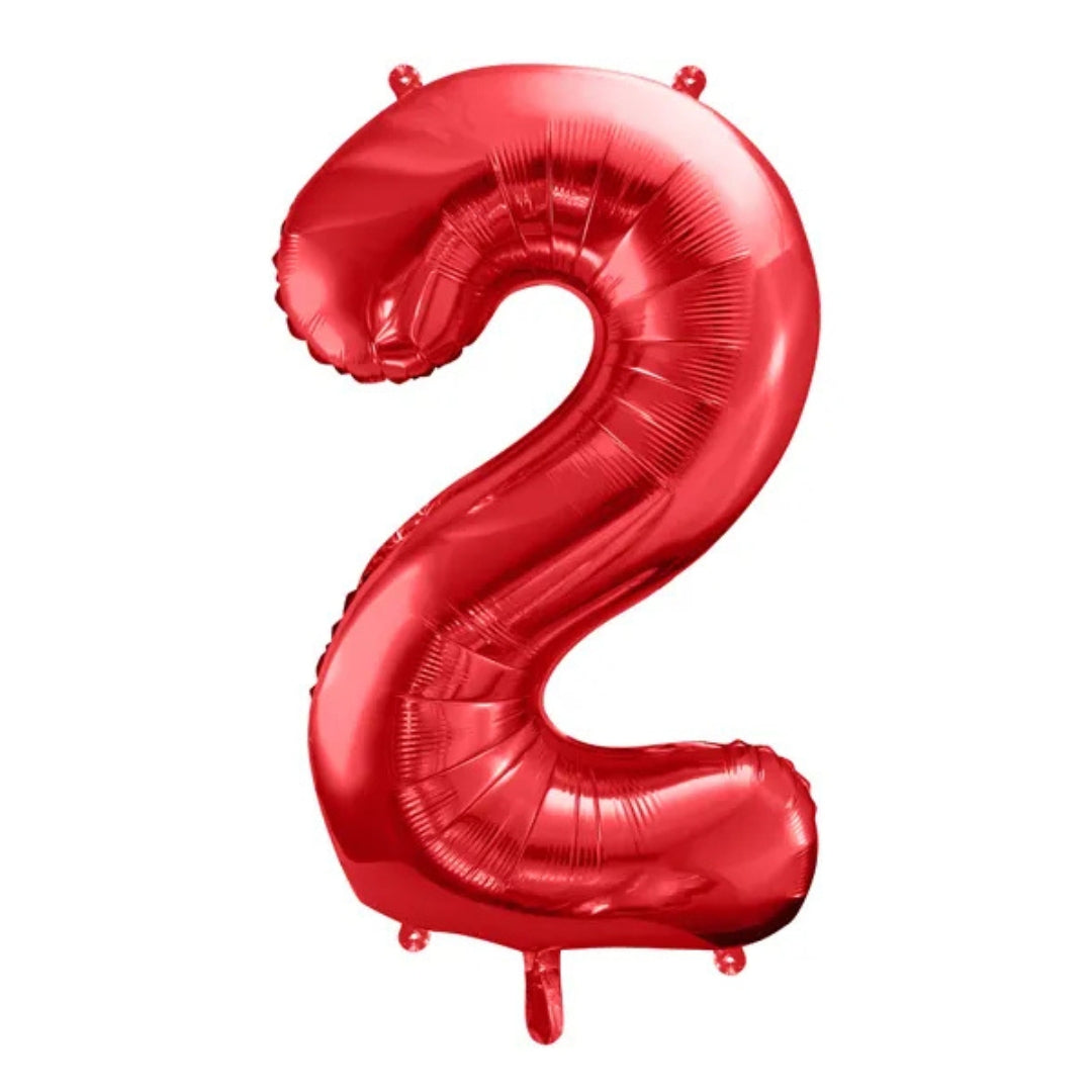 PartyDeco Helium Foil Balloon 86cm - All Numbers! - Metallic Red