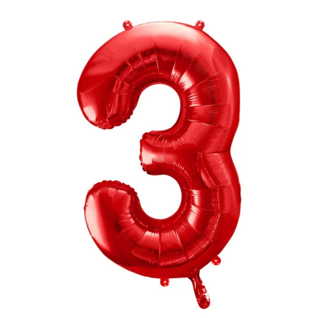 PartyDeco Helium Foil Balloon 86cm - All Numbers! - Metallic Red
