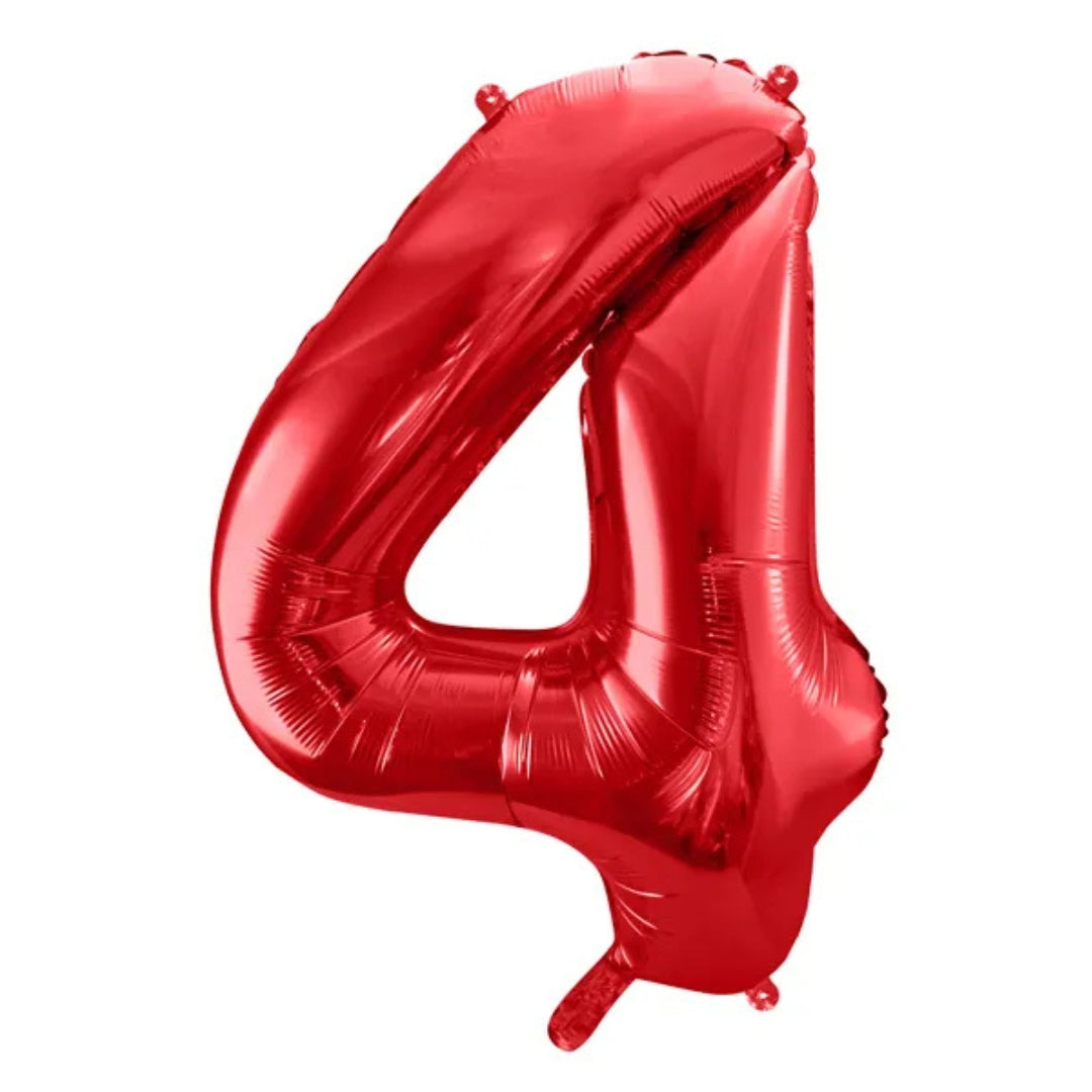 PartyDeco Helium Foil Balloon 86cm - All Numbers! - Metallic Red
