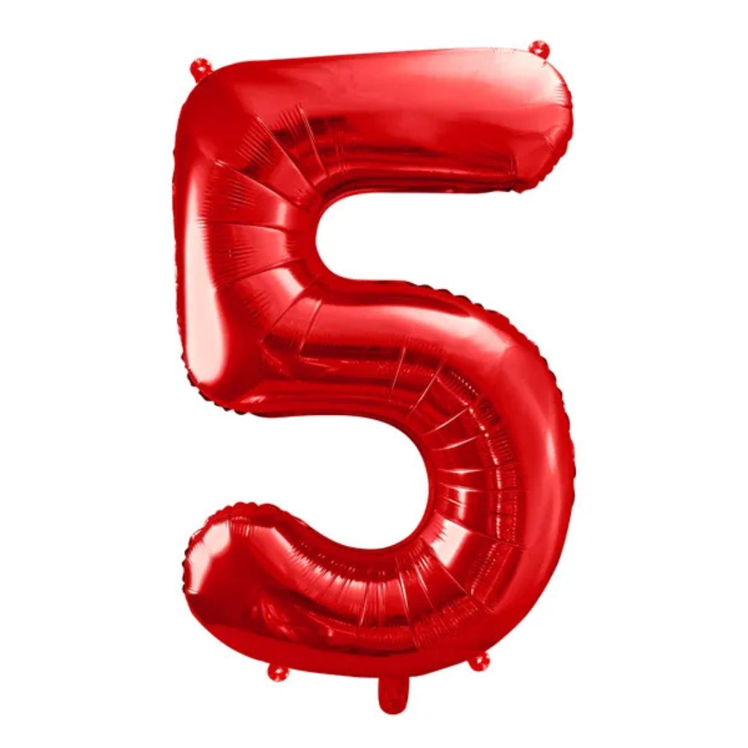 PartyDeco Helium Foil Balloon 86cm - All Numbers! - Metallic Red