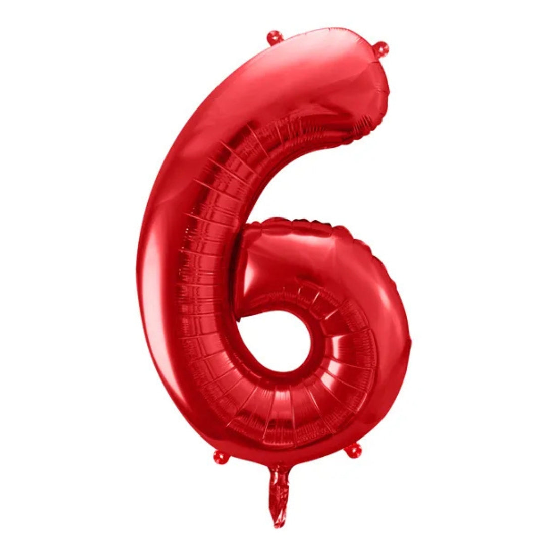 PartyDeco Helium Foil Balloon 86cm - All Numbers! - Metallic Red