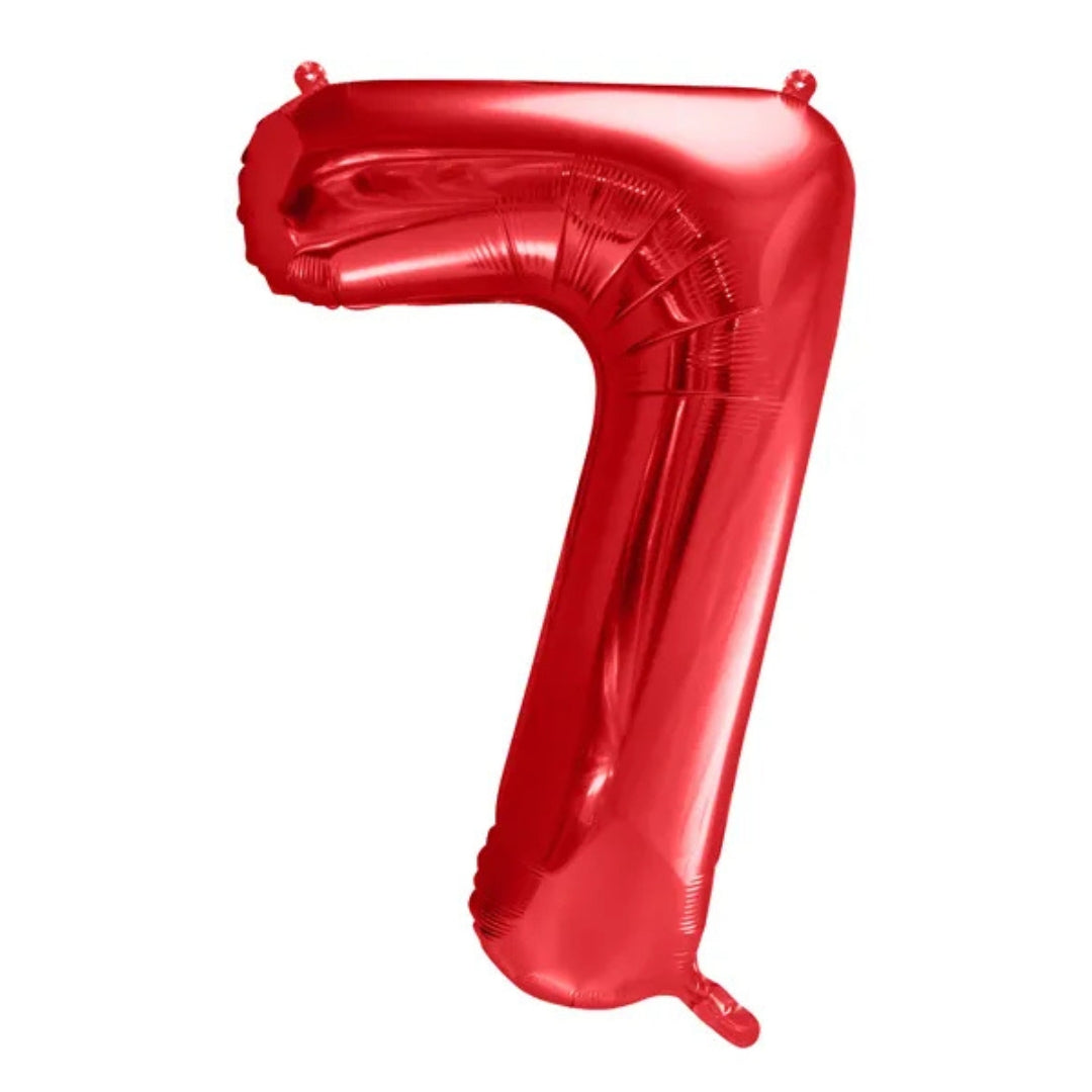 PartyDeco Helium Foil Balloon 86cm - All Numbers! - Metallic Red