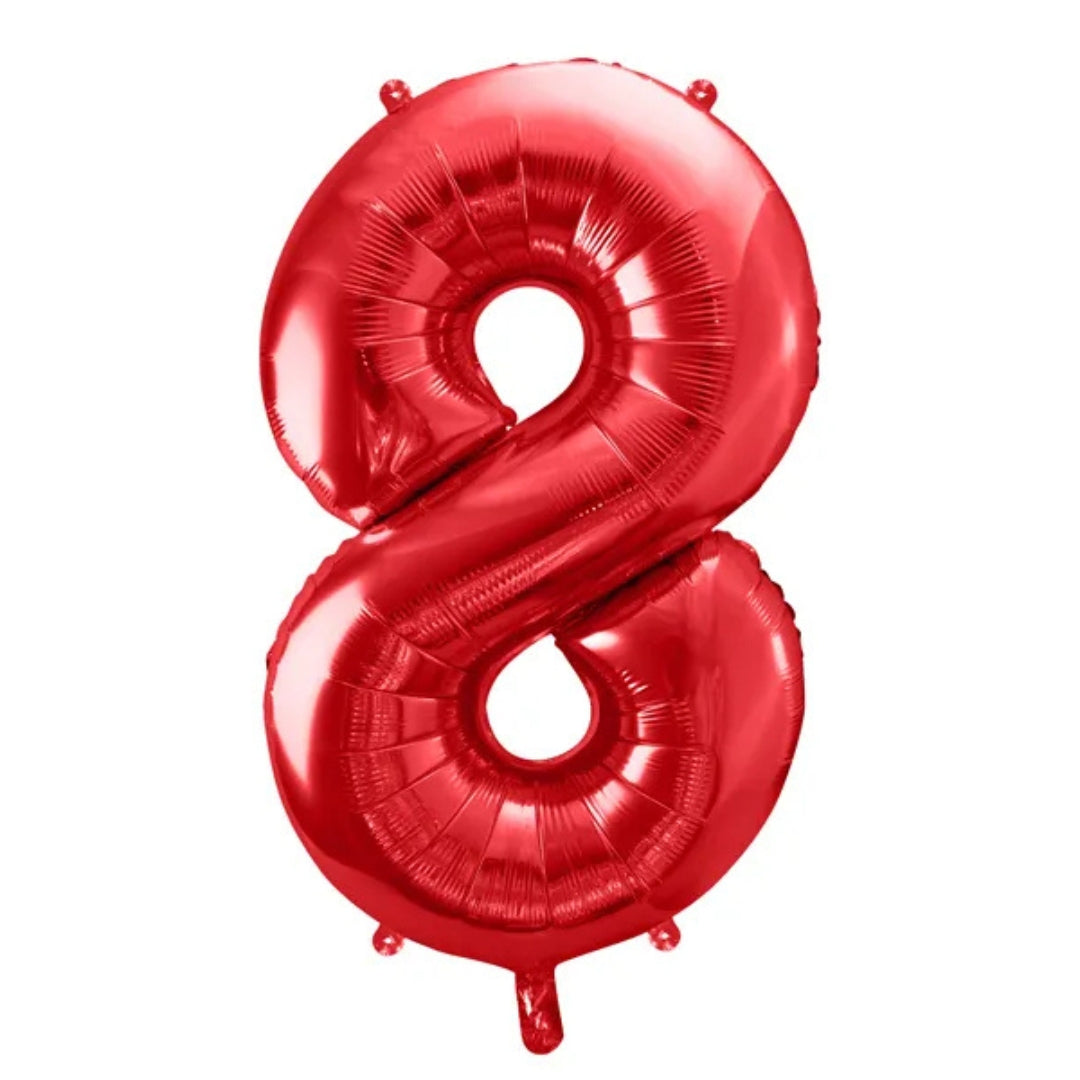 PartyDeco Helium Foil Balloon 86cm - All Numbers! - Metallic Red