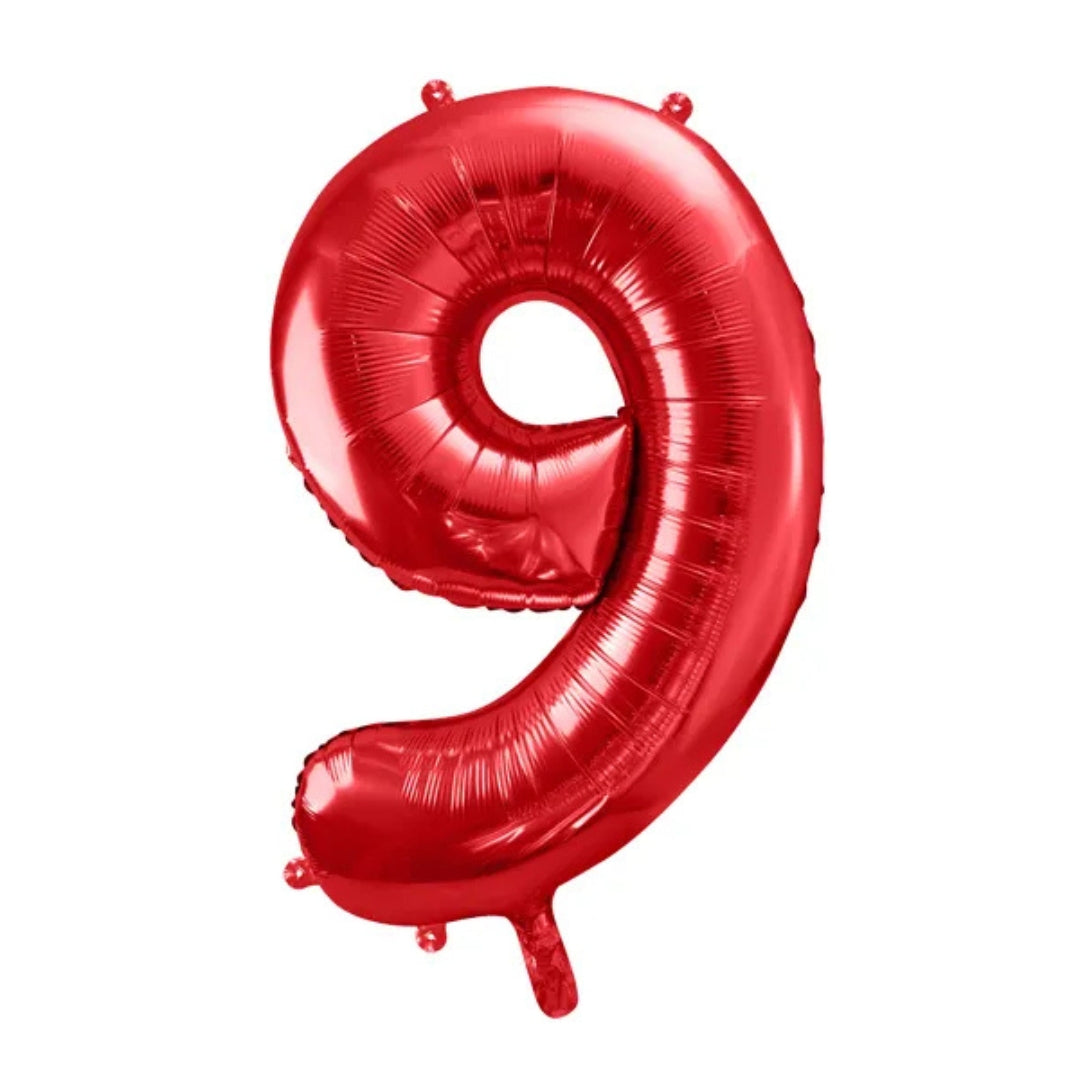 PartyDeco Helium Foil Balloon 86cm - All Numbers! - Metallic Red