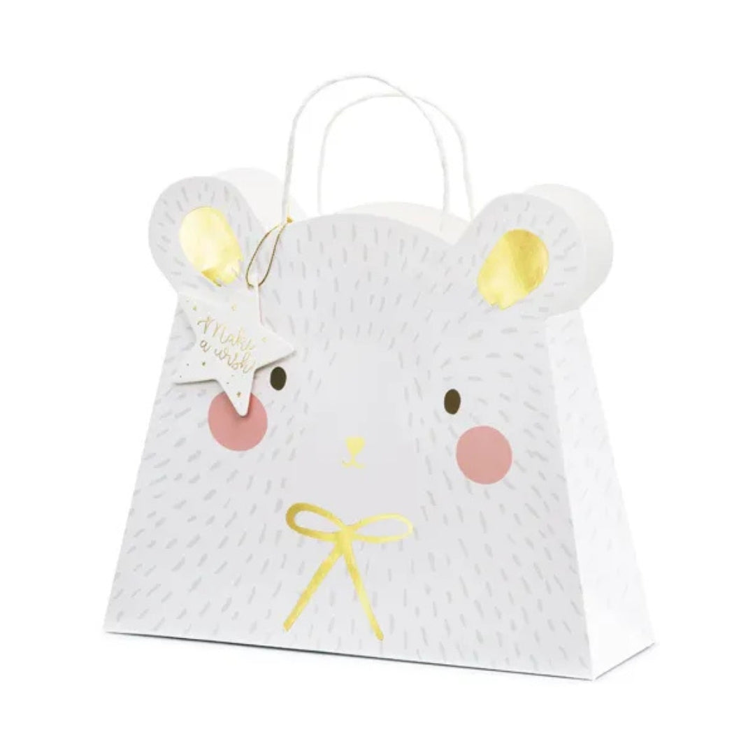 PartyDeco Gift Bag Medium 25.5 x 24/31cm - Polar Bear