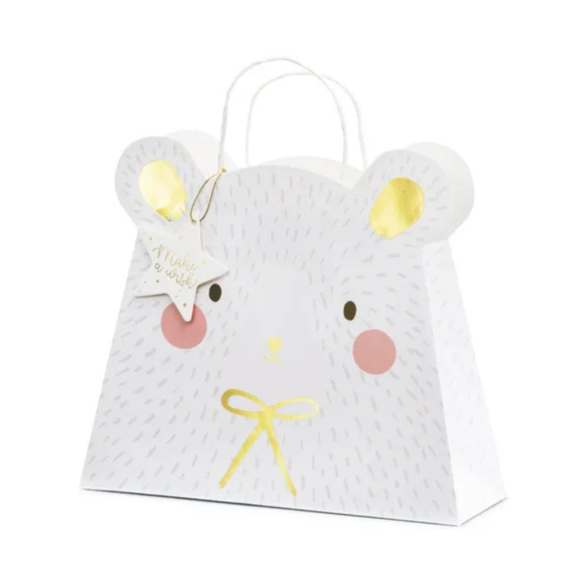 PartyDeco Gift Bag Medium 25.5 x 24/31cm - Polar Bear
