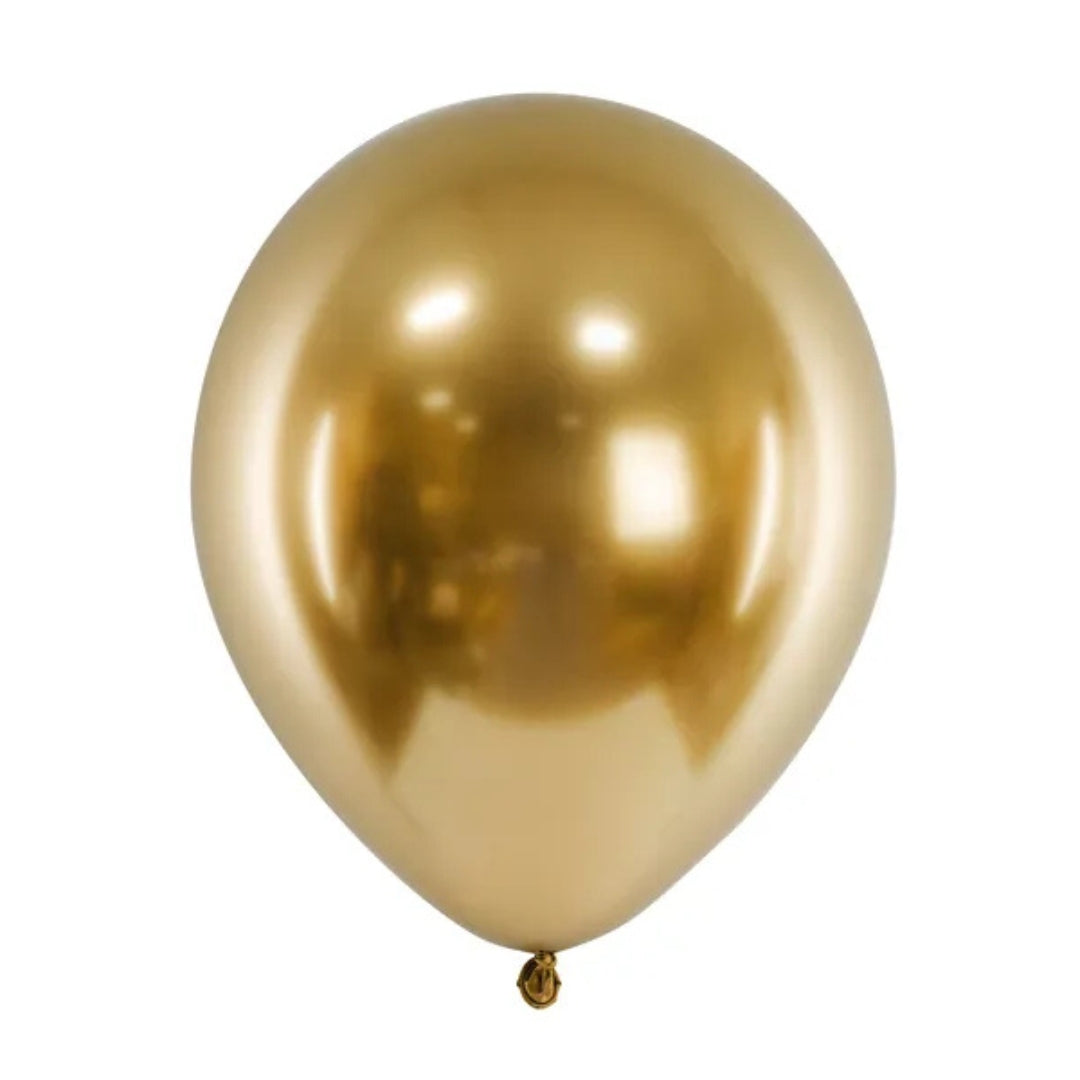 PartyDeco Helium Glossy Balloons 30cm A Pack Of 10pcs - Glossy Gold