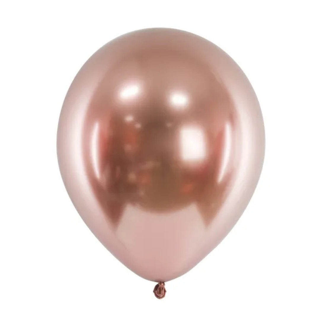 PartyDeco Helium Glossy Balloons 30cm A Pack Of 10pcs - Glossy Rose Gold