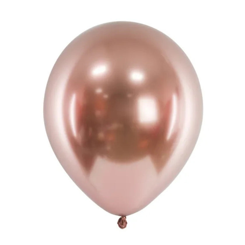 PartyDeco Helium Glossy Balloons 30cm A Pack Of 10pcs - Glossy Rose Gold