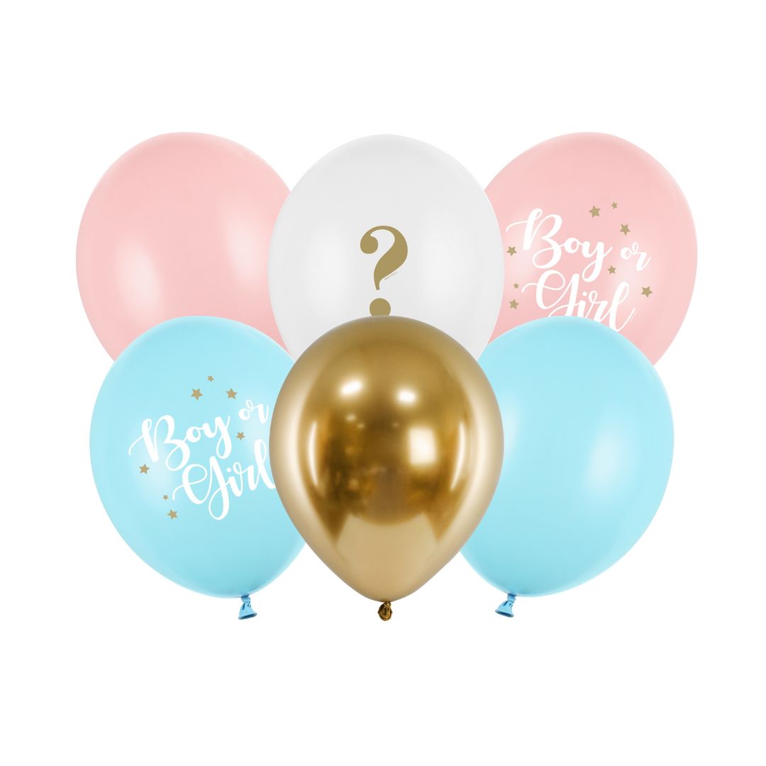 Helium Party Balloons A Set Of 6pcs - Bow Or Girl