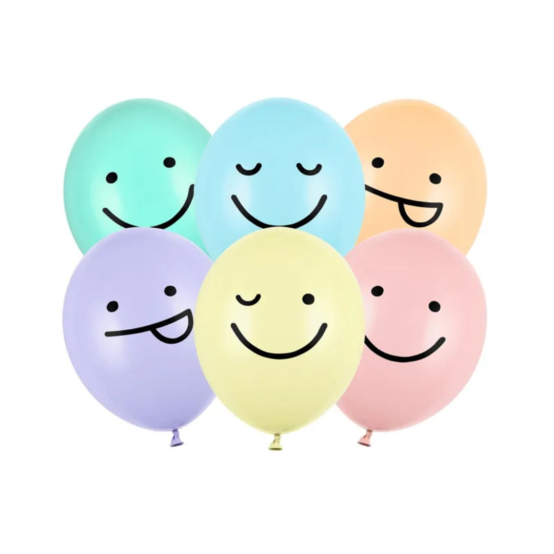 PartyDeco Helium Party Balloons 30cm A Set Of 6pcs - Faces Mix