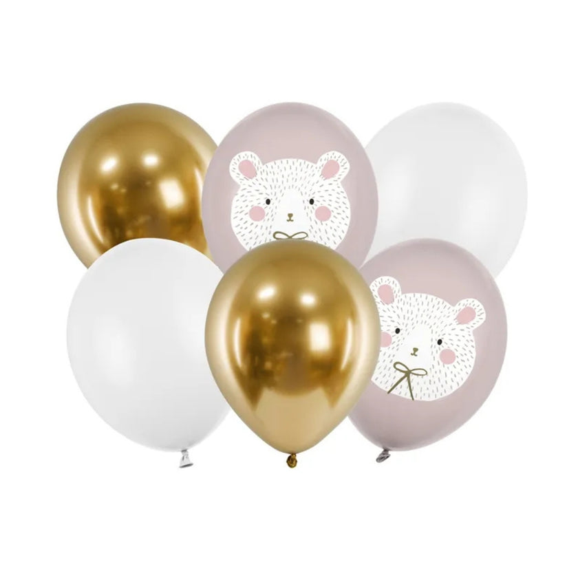 PartyDeco Helium Party Balloons 30cm A Set Of 6pcs - Polar Bear Mix