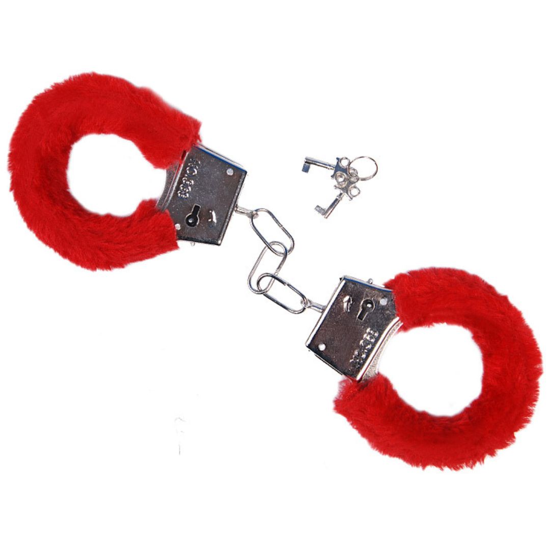 Love Cuffs - Metal Furry Handcuffs Red