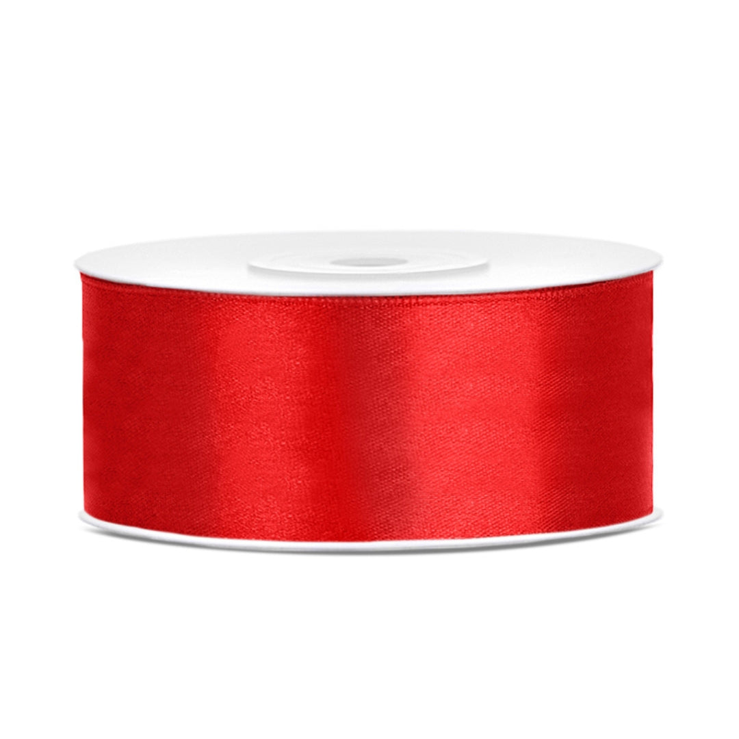 Party Deco Satin Ribbon Roll 25mm x 25m - Red
