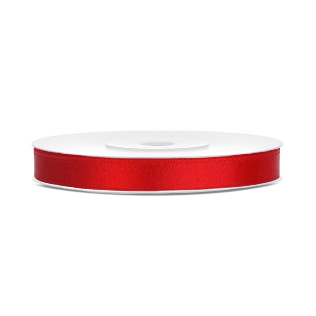 Party Deco Satin Ribbon Roll 6mm x 25m - Red