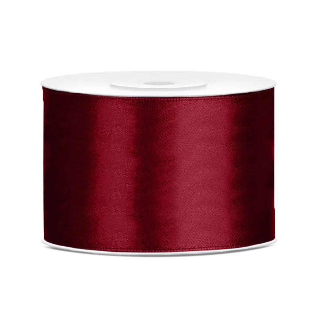 PartyDeco Satin Ribbon Roll 50mm x 25m - Deep Red